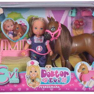 Papusa Evi Medic Veterinar Cu Calut Si Manz