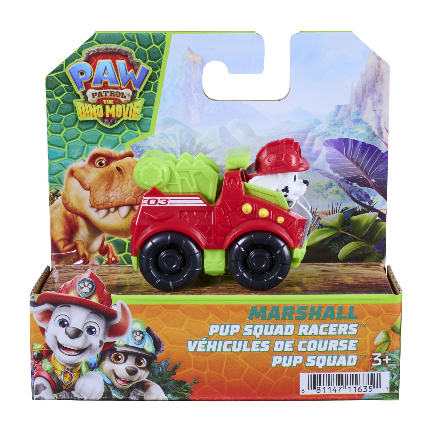 Patrula Catelusilor Filmul Cu Dinozauri Pup Squad Racers Vehicul Cu Figurina Marshall 6.5CM