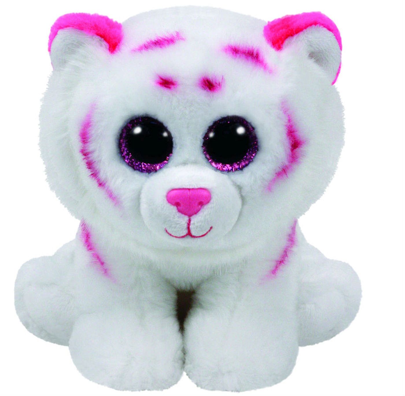 Plus Ty 24CM Beanie Babies Tabor Tigru Alb Roz