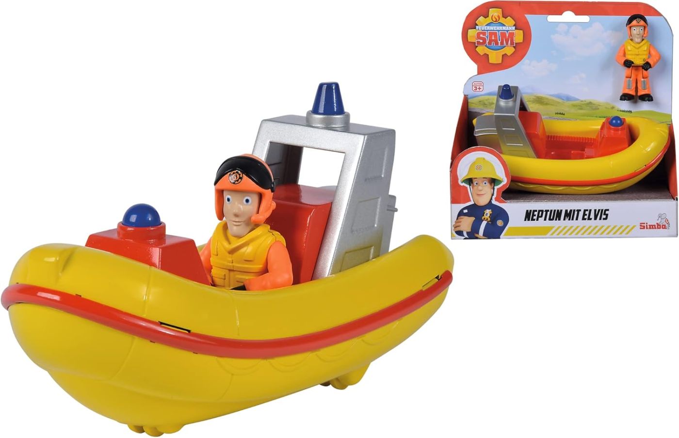 Pompierul Sam Set Barca Neptun Cu Figurina Elvis 17CM