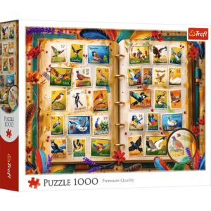 Puzzle Trefl 1000 Colectia De Timbre Atlasul Pasarilor