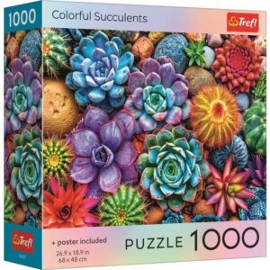 Puzzle Trefl 1000 Suculente Colorate Cu Poster Inclus