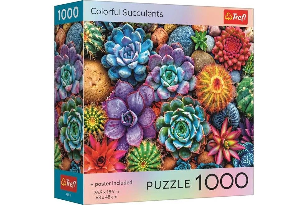 Puzzle Trefl 1000 Suculente Colorate Cu Poster Inclus