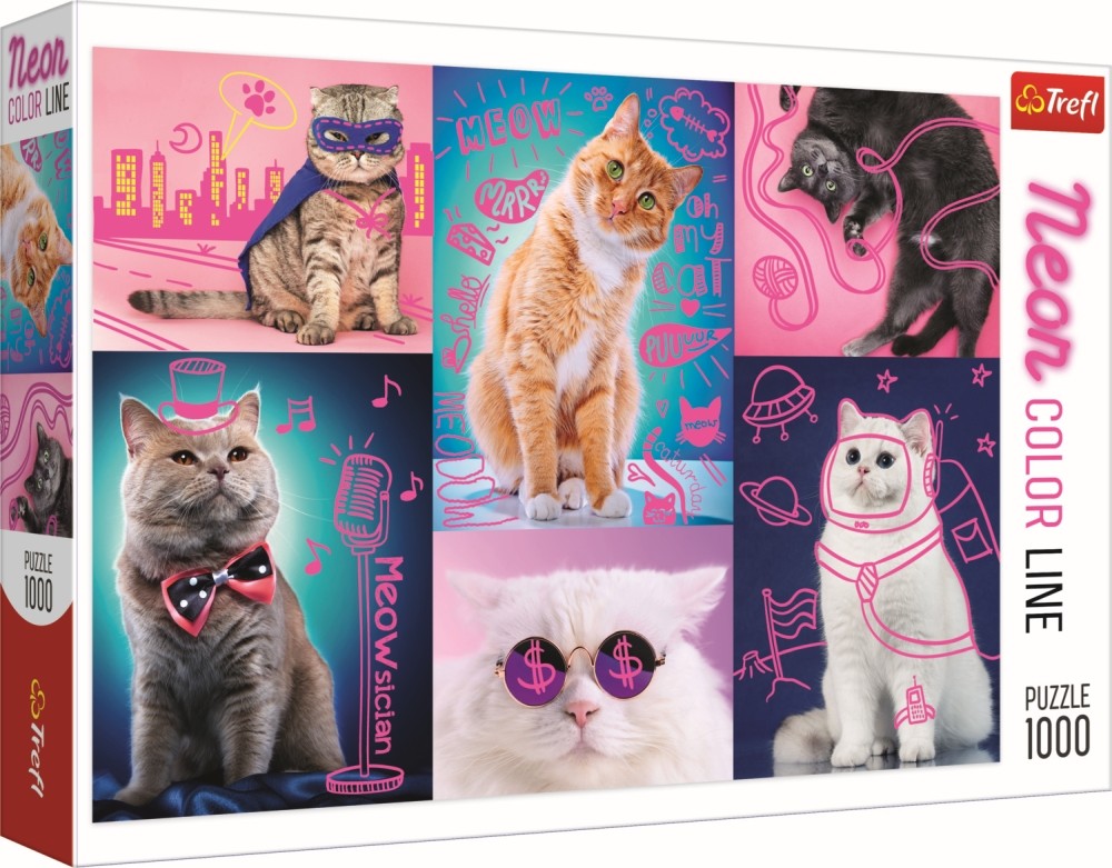 Puzzle Trefl 1000 Super Pisici Neon