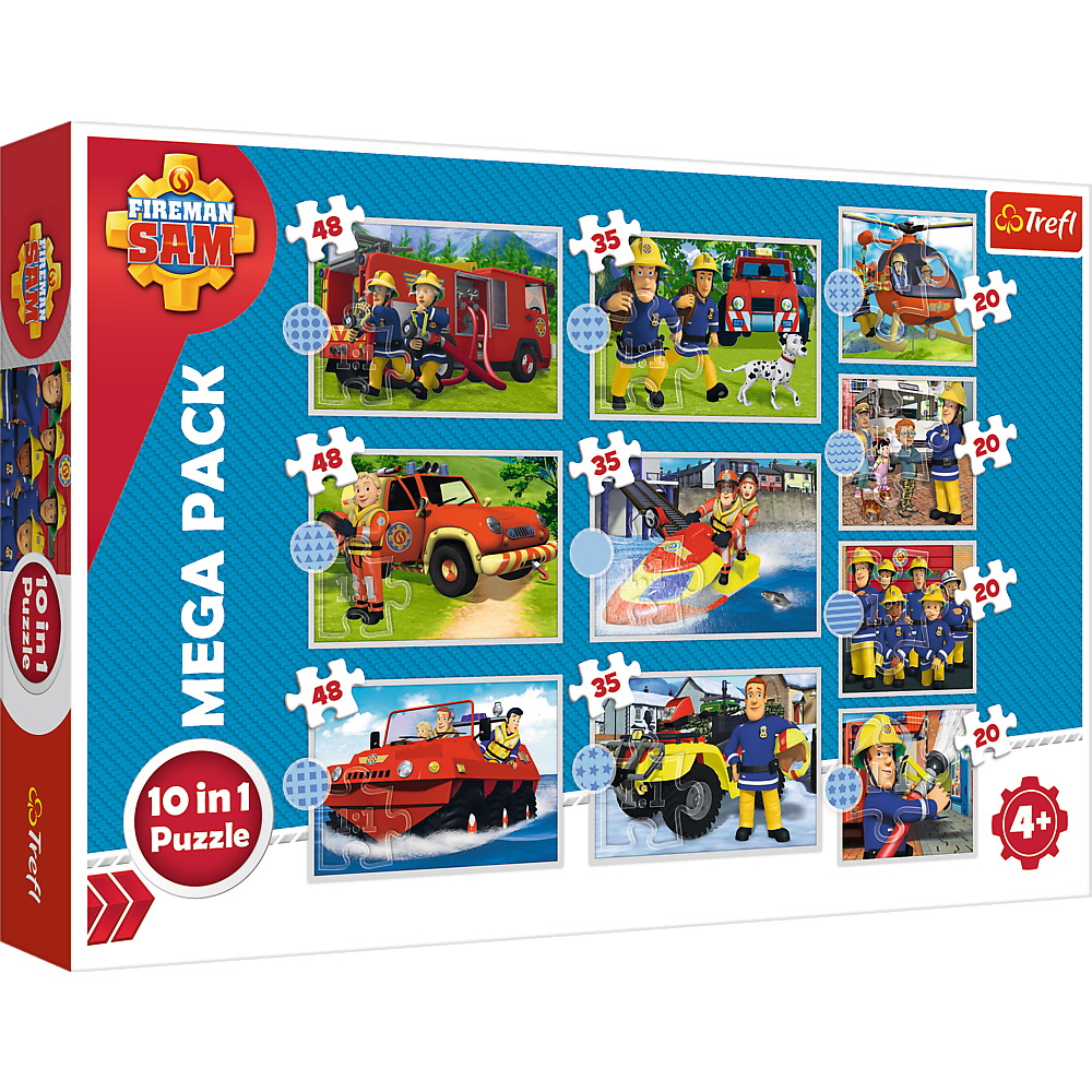 Puzzle Trefl 10IN1 Pompierul Sam - Salvarile Pompierului Sam