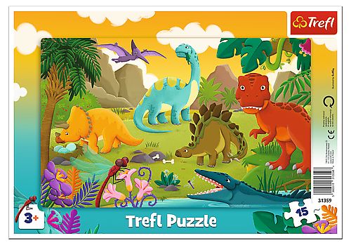 Puzzle Trefl 15 Cu Cadru Dinozauri