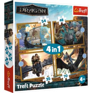 Puzzle Trefl 4IN1 Cum Sa Iti Dresezi Dragonul Zilele Dragonului