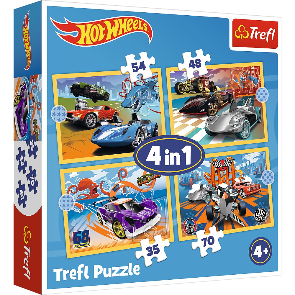 Puzzle Trefl 4IN1 Hot Wheels Vehicule