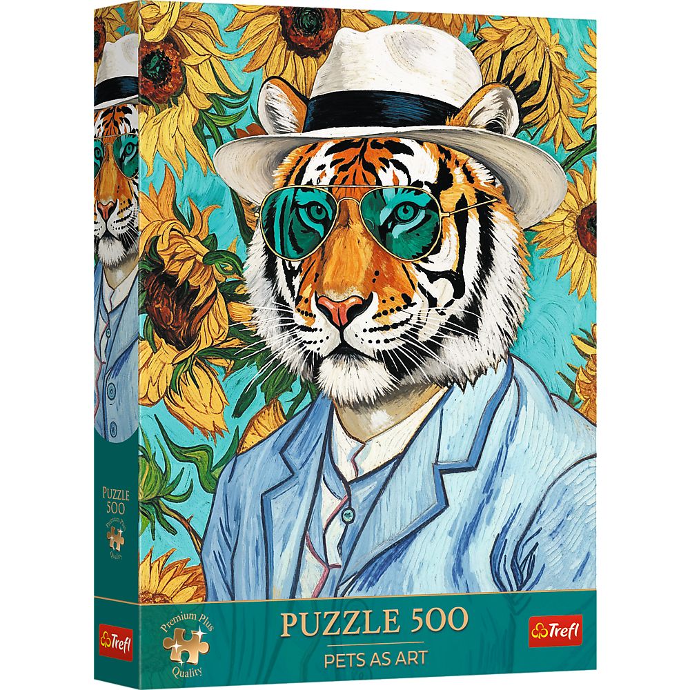 Puzzle Trefl 500 Premium Plus Pets As Art Domnul Tigru Si Floarea Soarelui