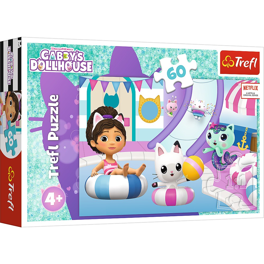 Puzzle Trefl 60 Gabbys Dollhouse Gabby La Piscina