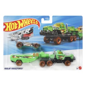 Set Camion Si Masina Sport Hot Wheels Haulin Horsepower