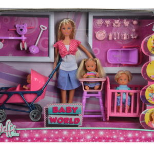 Set Papusa Steffi Cu 3 Bebelusi Si Accesorii