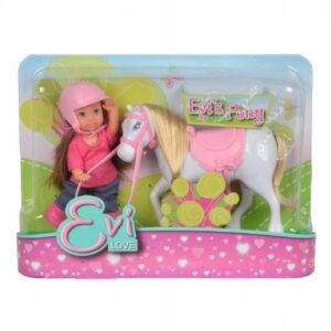 Set Papusica Evi Cu Calut Alb