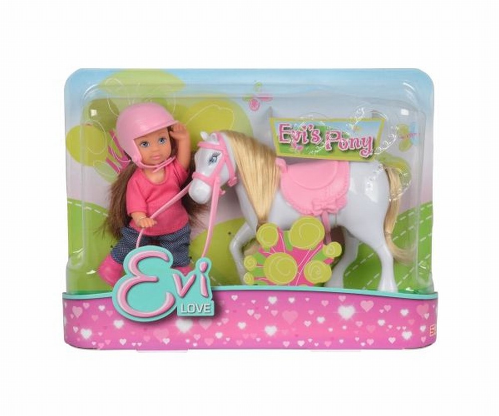 Set Papusica Evi Cu Calut Alb
