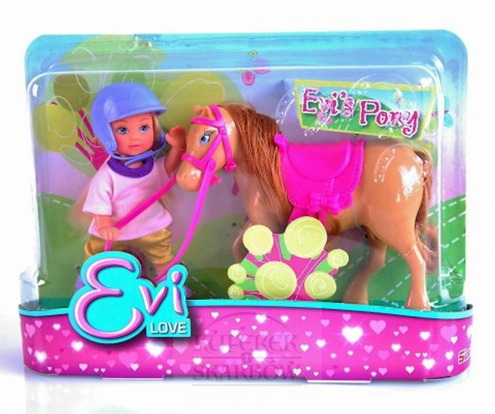 Set Papusica Evi Cu Calut Maro Deschis