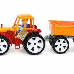Tractor Bams 3 Cu Remorca Portocaliu Rosu