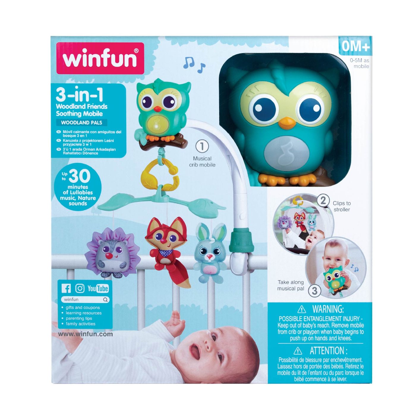 Winfun Carusel De Patut Muzical 3IN1 Prietenii Padurii