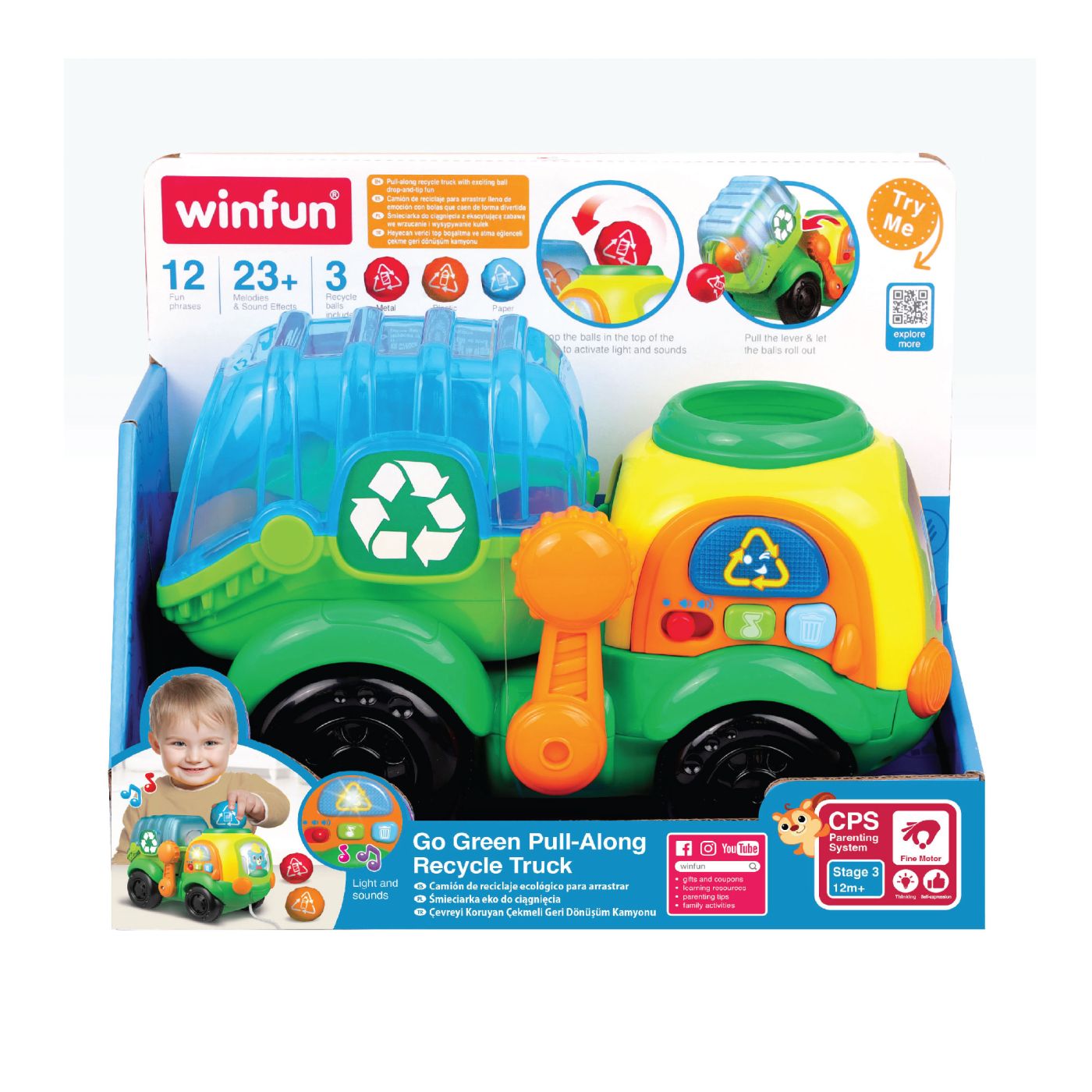Winfun Jucarie De Tras Camion De Reciclare Cu Bile