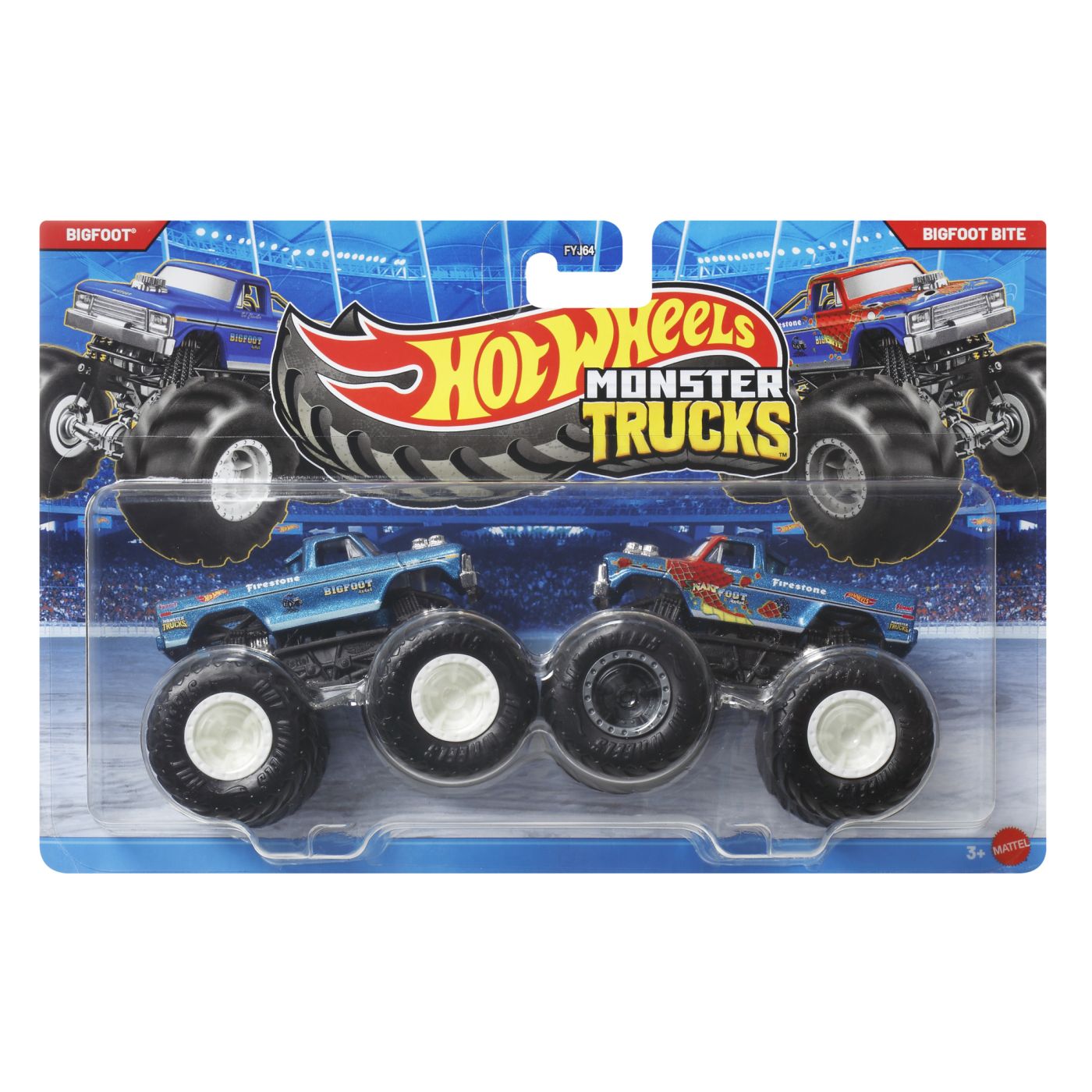 Hot Wheels Monster Truck Set 2 Masini Bigfoot Si Bigfoot Bite Scara 1 La 64