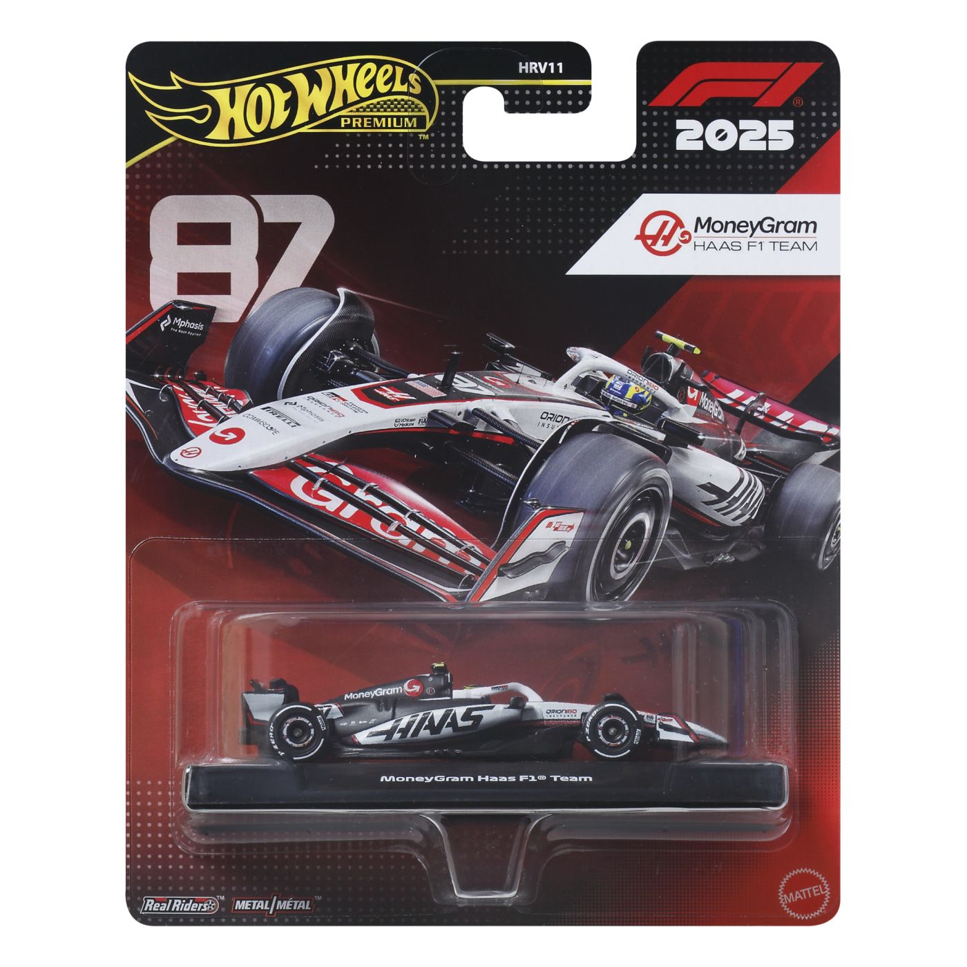 Hot Wheels Premium Real Riders Formula 1 2024 Masinuta Metalica Moneygram Haas F1 Team Scara 1 La 64