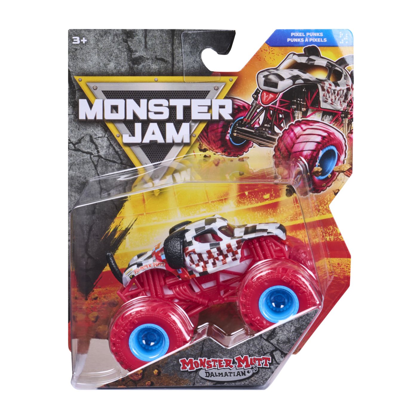 Monster Jam Pixel Punks Masinuta Metalica Monster Mutt Dalmatian Scara 1 La 64
