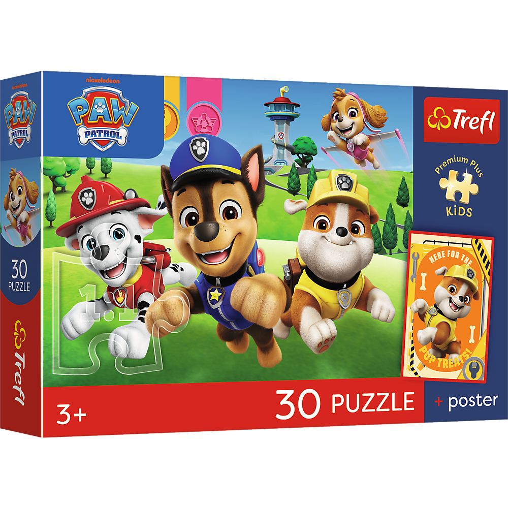 Puzzle Trefl 30 Premium Plus Kids Patrula Catelusilor Catei Pe Drum Plus Poster