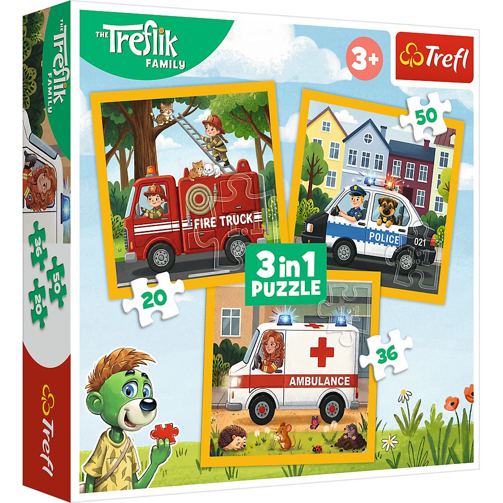 Puzzle Trefl 3IN1 Familia Treflik Zambete Vesele