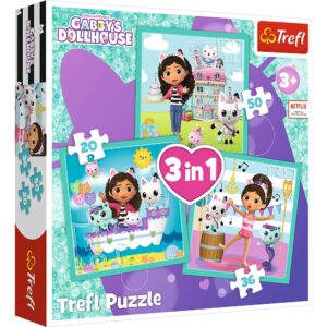 Puzzle Trefl 3in1 Gabbys Dollhouse Activitatile Lu 34871
