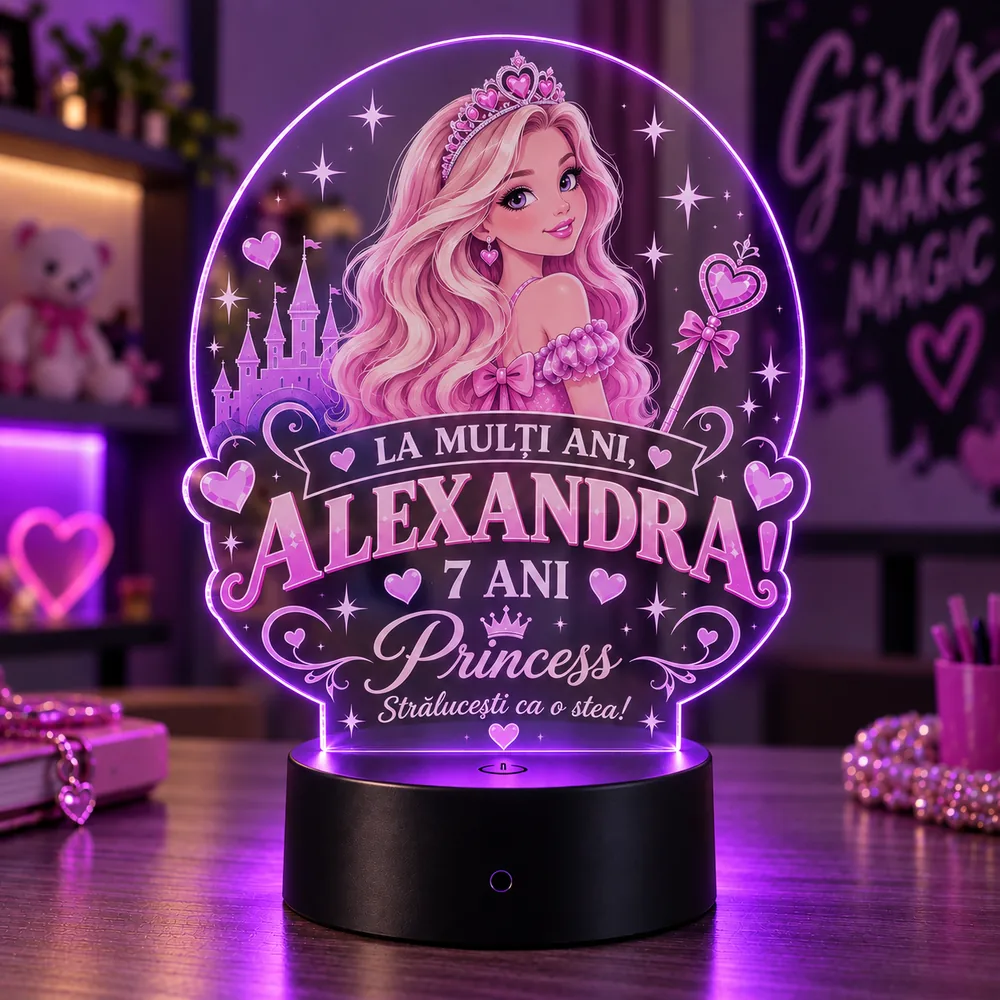 Lampă LED multicoloră Prințesă cu nume personalizat